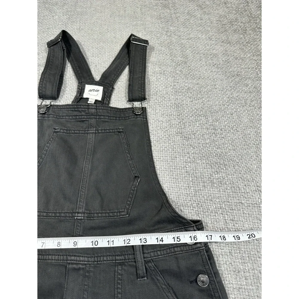 AERIE Overalls Womens Medium Gray Wide Leg Relaxed Fit Comfy Boho - Picture 4 of 12